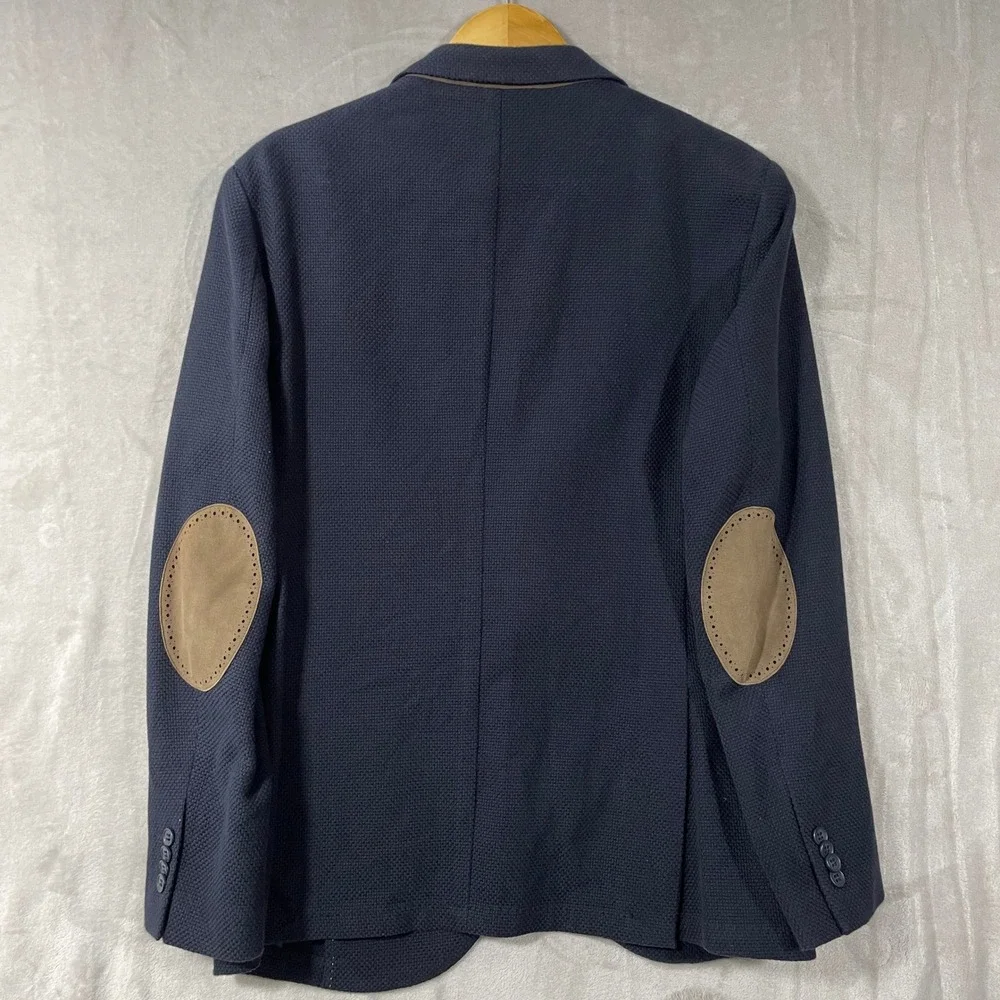 Il‎ Garbo Collection Angelico Blazer Mens 40 Tall Navy Blue Elbow Patches Coat